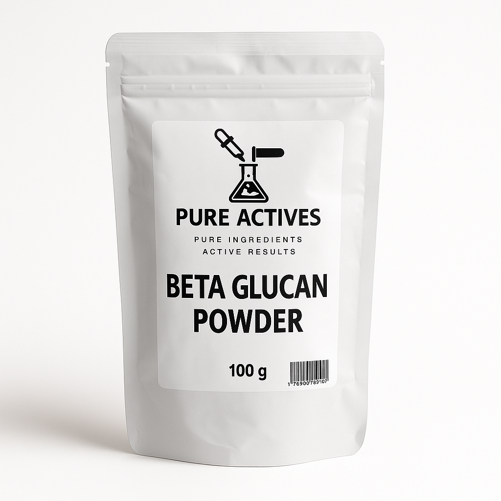 Beta Glucan powder – high-purity hydrating and soothing active ingredient for luxury skincare formulations.