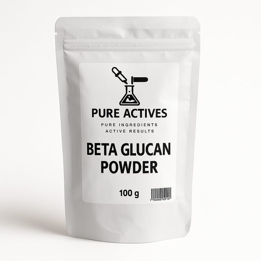 Beta Glucan powder – high-purity hydrating and soothing active ingredient for luxury skincare formulations.