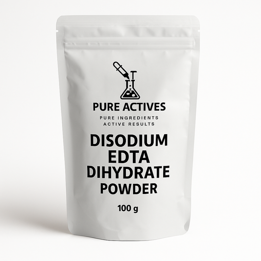 Disodium EDTA Salt Dihydrate is a high-purity cosmetic chelating agent used to stabilize skincare, haircare, and body formulations. It works by binding to metal ions (such as calcium and magnesium) that can cause unwanted reactions—like color change, rancidity, or loss of preservative strength.

This ingredient is essential for maintaining product clarity, stability, and shelf life, especially in formulas containing botanical extracts, vitamins, and natural oils. It’s water-soluble, non-irritating, and wide
