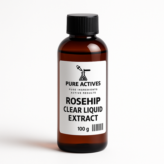 PureActivesCo Rosehip Clear Extract – water-based, colorless rosehip botanical for antioxidant and clear skincare formulations.