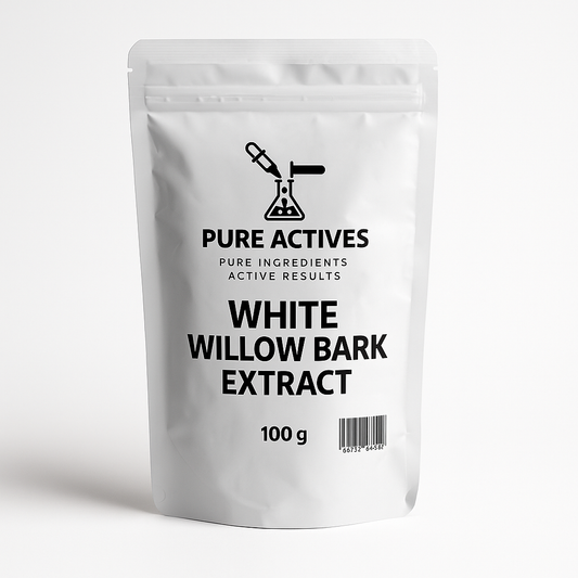 White Willow Bark Extract is a natural source of salicylic acid (BHA) and tannins, known for its gentle exfoliating, clarifying, and soothing properties. This botanical active helps unclog pores, refine skin texture, and reduce redness — making it perfect for acne-prone, oily, or dull skin types.

Unlike synthetic salicylic acid, White Willow Bark offers a mild, plant-based exfoliation that smooths the skin while maintaining hydration and balance. It’s also packed with anti-inflammatory compounds that calm 